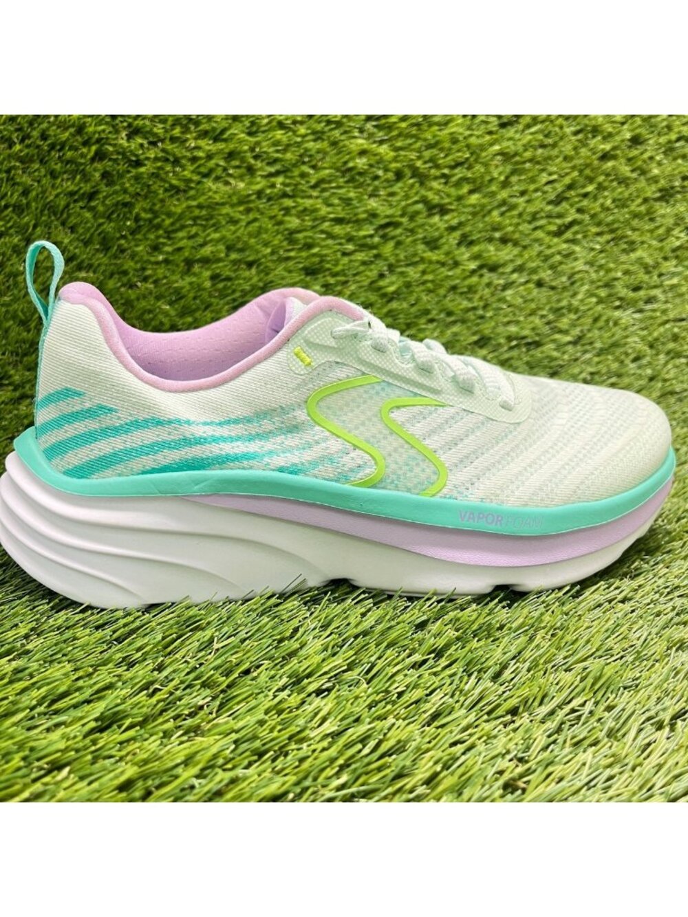 Skechers D'Lux Vapor-Cool Breeze Womens Size 7 Green Pink Running Shoes Sneakers